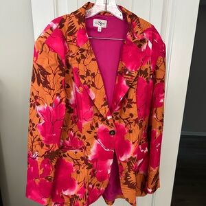 Sassy Jones Vibrant Floral Blazer - Pink and Orange